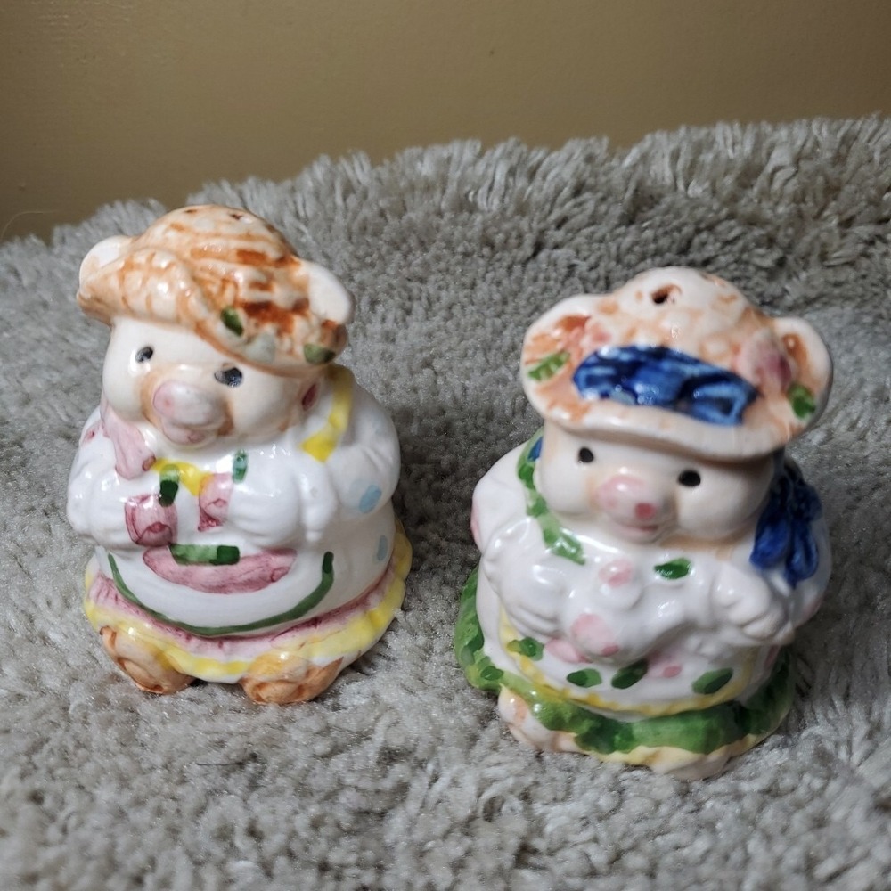 Unbranded‎ OS Salt and Pepper Shakers Unisex Multi Pig Ceramic Vintage Farmhouse